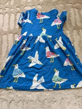 Mini Boden Blue Seagull Print Dress with Multicolor Accents